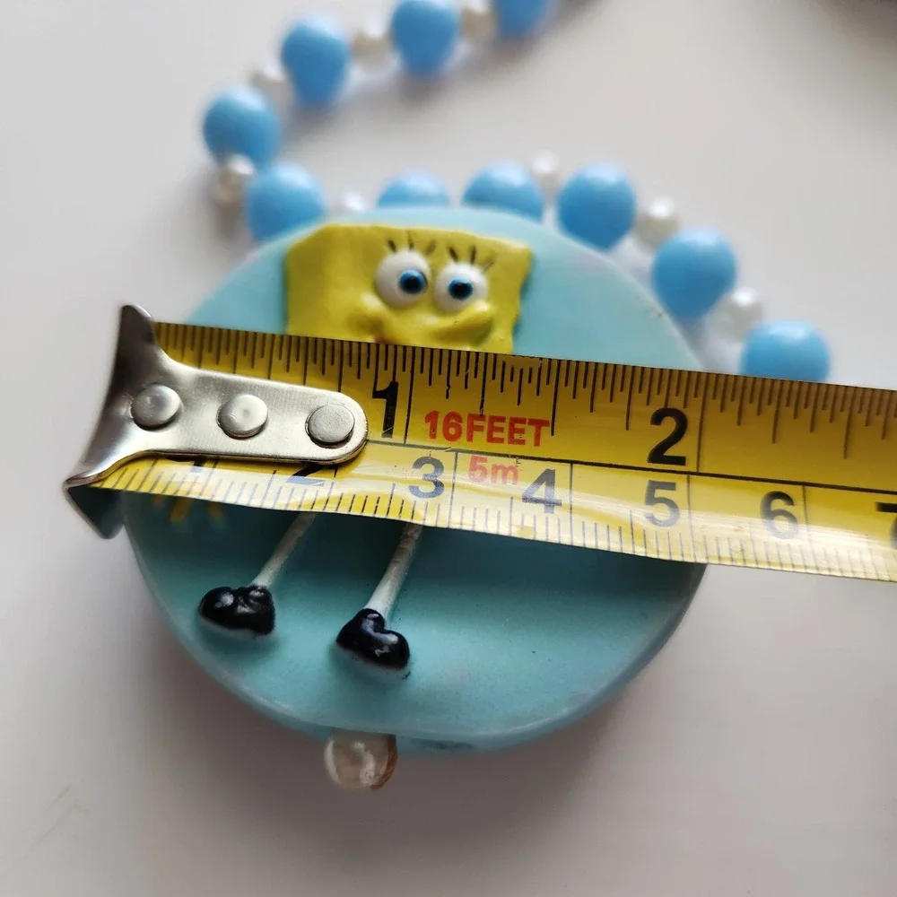 Vintage Y2k SpongeBob Square Pants Yellow Blue White Mardi Gras‎ Beads Necklace